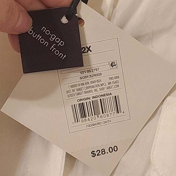 Ava & Viv White Utility Button-Front Shirt - Picture 3 of 4